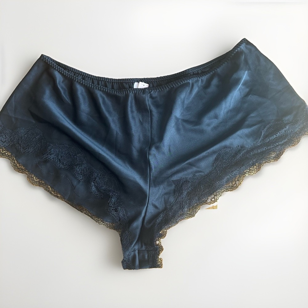Victoria Secret Sleep Shorts ONLY XL Satin Lace Trim Black Pajama Bottom NWT